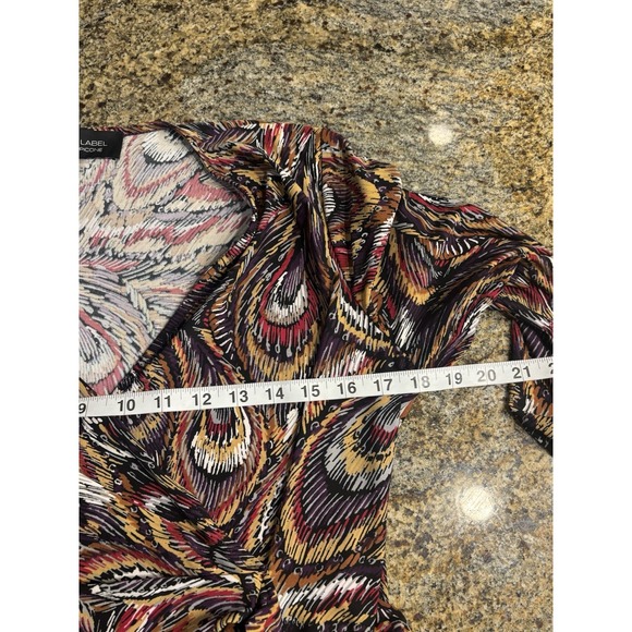 Black Label Evan Picone Feather Paisley Print Faux-Wrap Dress with Tie‎ Size 8 - Picture 5 of 8